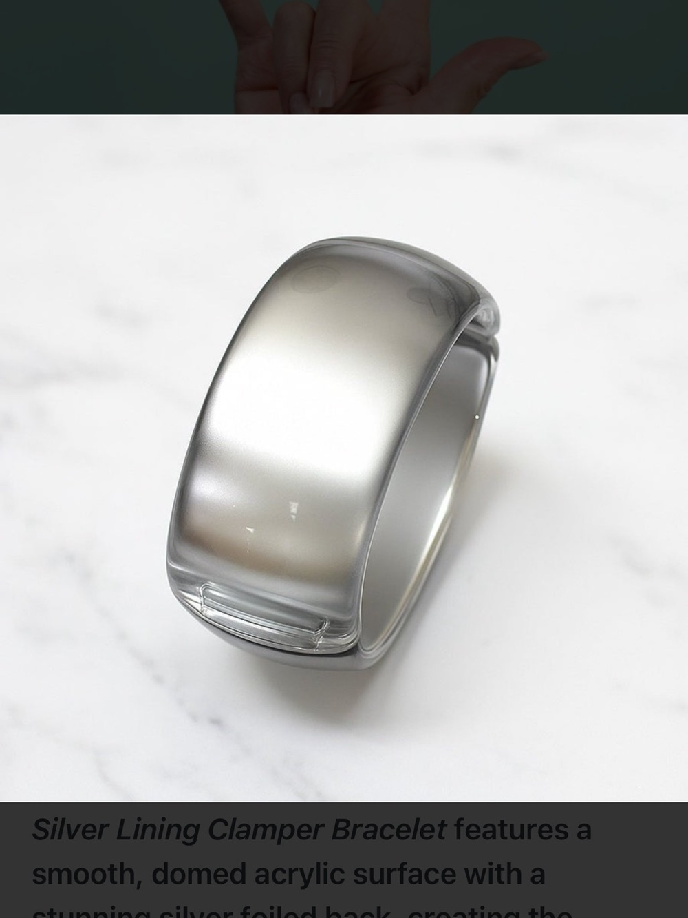 Silver Acrylic Clamper Bracelet - Silver Tone